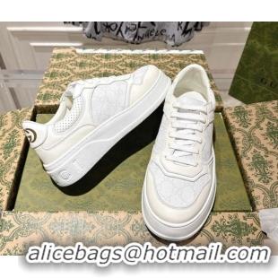 Low Cost Gucci GG Canvas and Leather Platform Sneakers 4cm 676092 White 2026