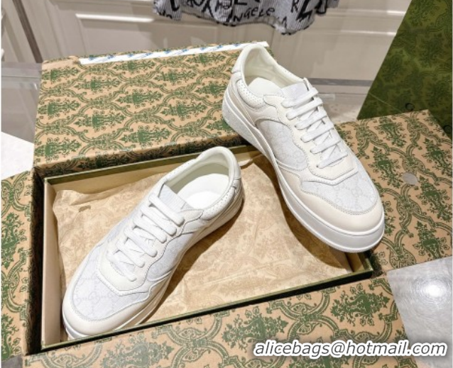 Low Cost Gucci GG Canvas and Leather Platform Sneakers 4cm 676092 White 2026