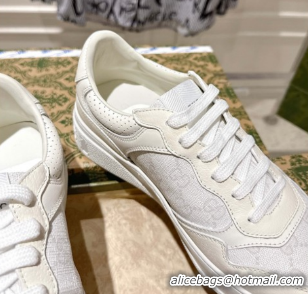 Low Cost Gucci GG Canvas and Leather Platform Sneakers 4cm 676092 White 2026