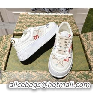 Popular Style Gucci Maxi GG Canvas and Leather Platform Sneakers 4cm 676092 White/Multicolor 2026