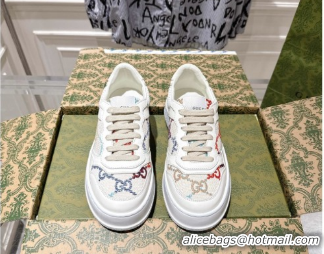 Popular Style Gucci Maxi GG Canvas and Leather Platform Sneakers 4cm 676092 White/Multicolor 2026