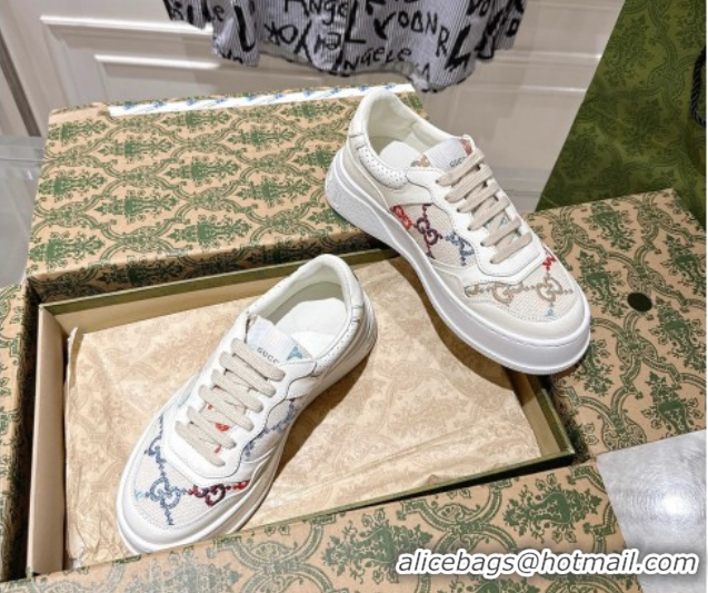 Popular Style Gucci Maxi GG Canvas and Leather Platform Sneakers 4cm 676092 White/Multicolor 2026