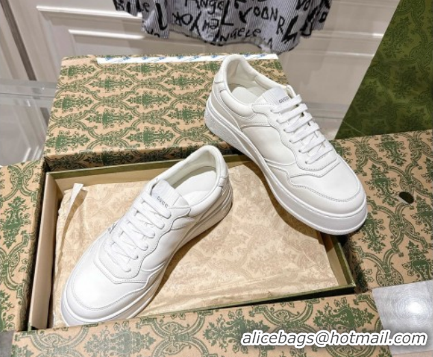 Top Design Gucci Maxi GG Canvas and Leather Platform Sneakers 4cm 676092 White/Black 2026