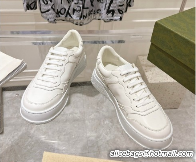 Discount Gucci Printed Leather Platform Sneakers 4cm White/Web 676092 2026