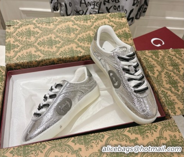 Luxury Cheap Gucci G75 Sneakers in Metallic Leather Silver 857910 2026