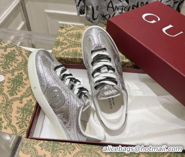 Luxury Cheap Gucci G75 Sneakers in Metallic Leather Silver 857910 2026