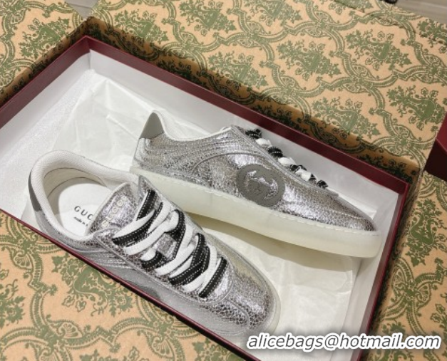 Luxury Cheap Gucci G75 Sneakers in Metallic Leather Silver 857910 2026