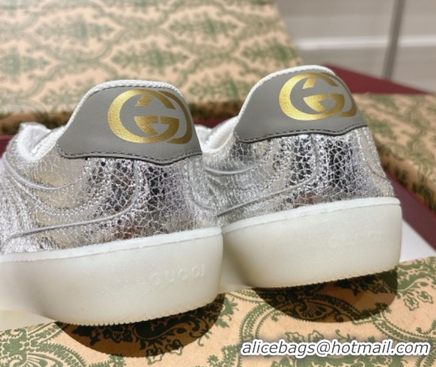 Luxury Cheap Gucci G75 Sneakers in Metallic Leather Silver 857910 2026