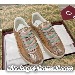 Luxury Gucci G75 Sneakers in Metallic Leather 857910 Gold 2026