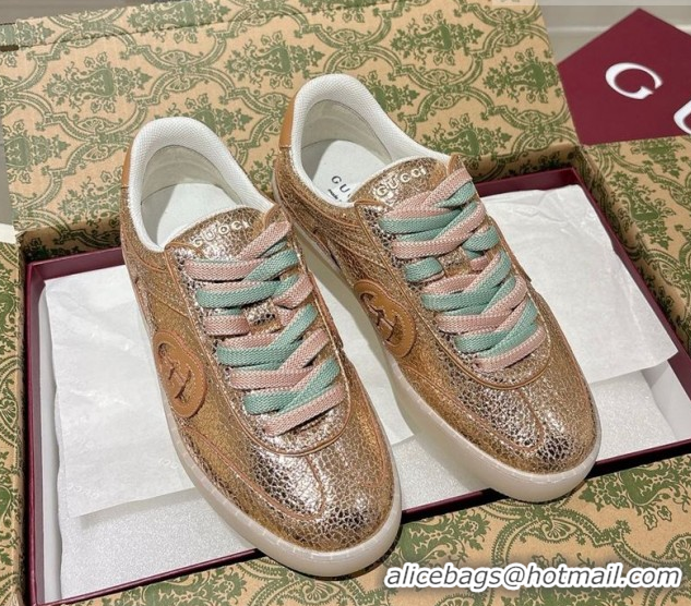 Luxury Gucci G75 Sneakers in Metallic Leather 857910 Gold 2026