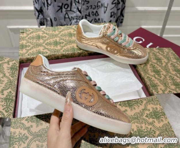 Luxury Gucci G75 Sneakers in Metallic Leather 857910 Gold 2026