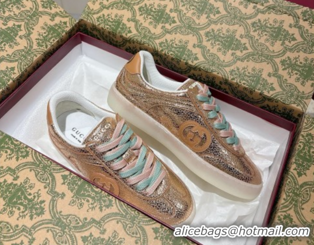 Luxury Gucci G75 Sneakers in Metallic Leather 857910 Gold 2026