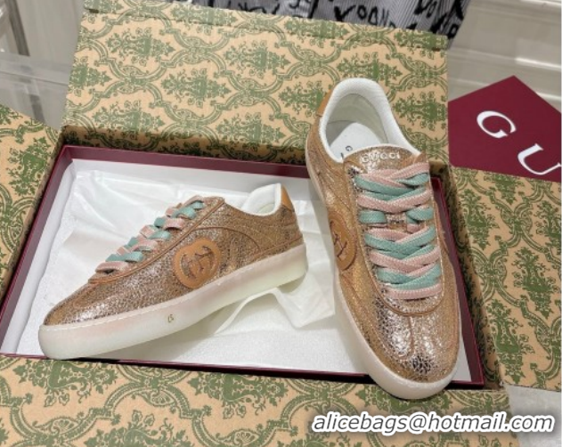 Luxury Gucci G75 Sneakers in Metallic Leather 857910 Gold 2026