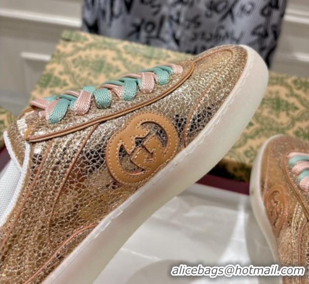Luxury Gucci G75 Sneakers in Metallic Leather 857910 Gold 2026