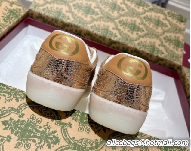 Luxury Gucci G75 Sneakers in Metallic Leather 857910 Gold 2026