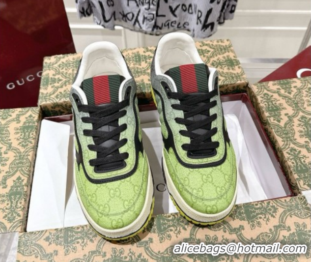 Buy Discount Gucci Men's Re-Web Sneakers 4cm in Gradient Green GG Canvas 785452 2026