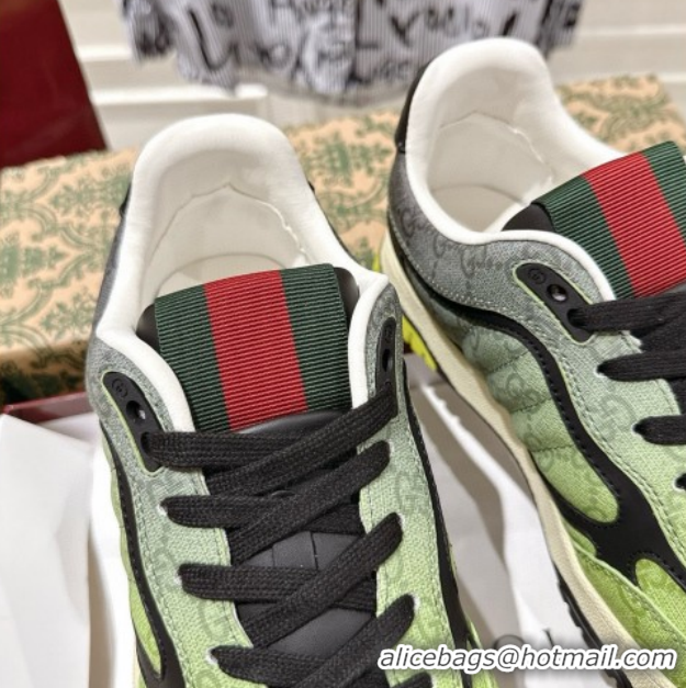 Buy Discount Gucci Men's Re-Web Sneakers 4cm in Gradient Green GG Canvas 785452 2026