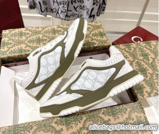 Classic Hot Gucci Re-Web Sneakers 4cm in GG Leather 785452 White/Forest Green 2026