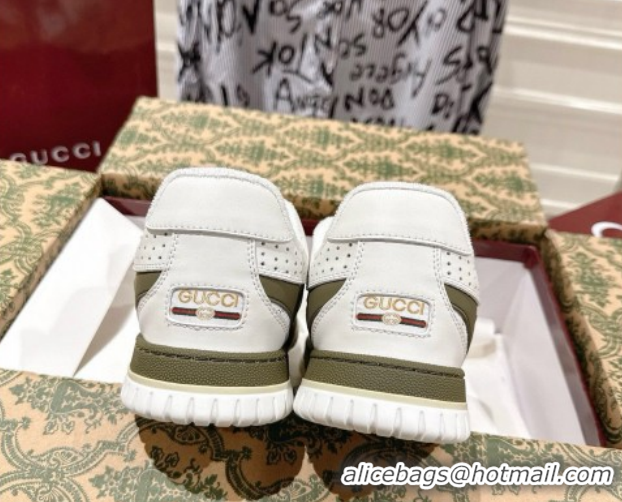 Classic Hot Gucci Re-Web Sneakers 4cm in GG Leather 785452 White/Forest Green 2026