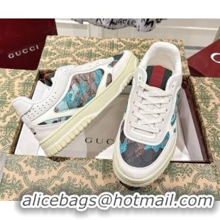 Classic Gucci Re-Web Sneakers 4cm in Blue Camouflage Fabric 785452 2026
