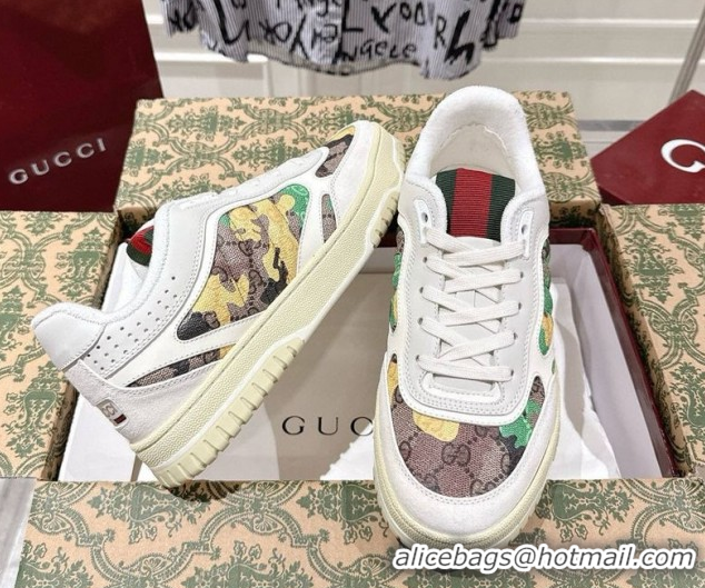Good Quality Gucci Re-Web Sneakers 4cm in Yellow Camouflage Fabric 785452 2026