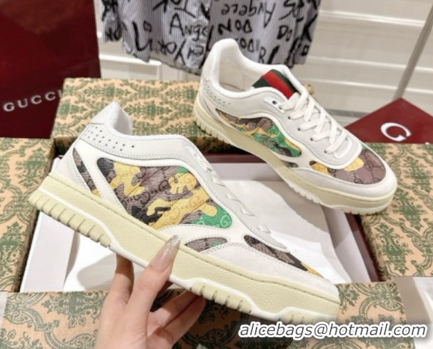 Good Quality Gucci Re-Web Sneakers 4cm in Yellow Camouflage Fabric 785452 2026