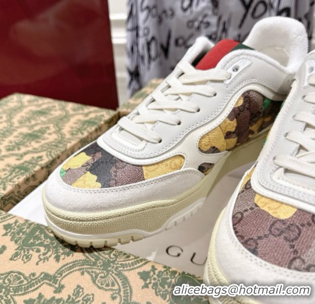 Good Quality Gucci Re-Web Sneakers 4cm in Yellow Camouflage Fabric 785452 2026