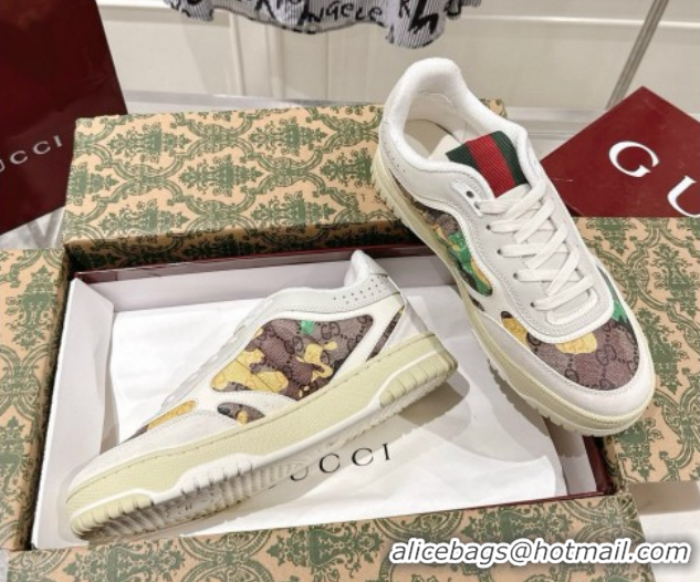 Good Quality Gucci Re-Web Sneakers 4cm in Yellow Camouflage Fabric 785452 2026