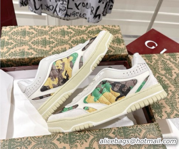 Good Quality Gucci Re-Web Sneakers 4cm in Yellow Camouflage Fabric 785452 2026