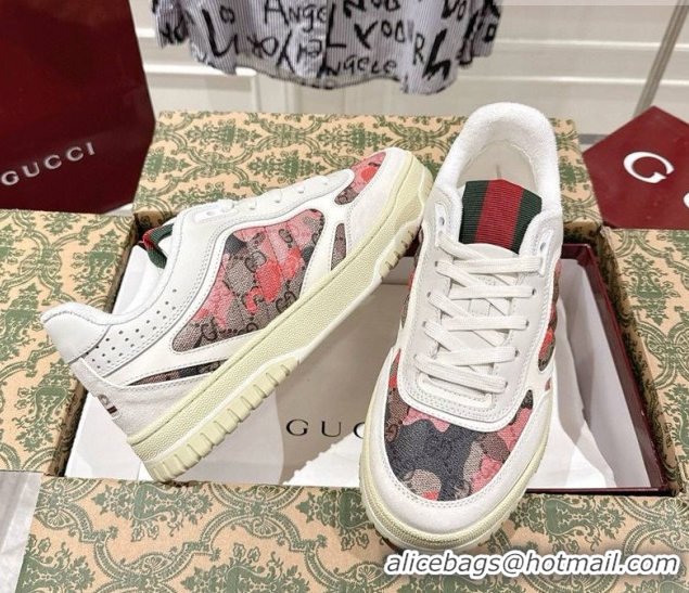 Best Grade Gucci Re-Web Sneakers 4cm in Pink Camouflage Fabric 785452 2026