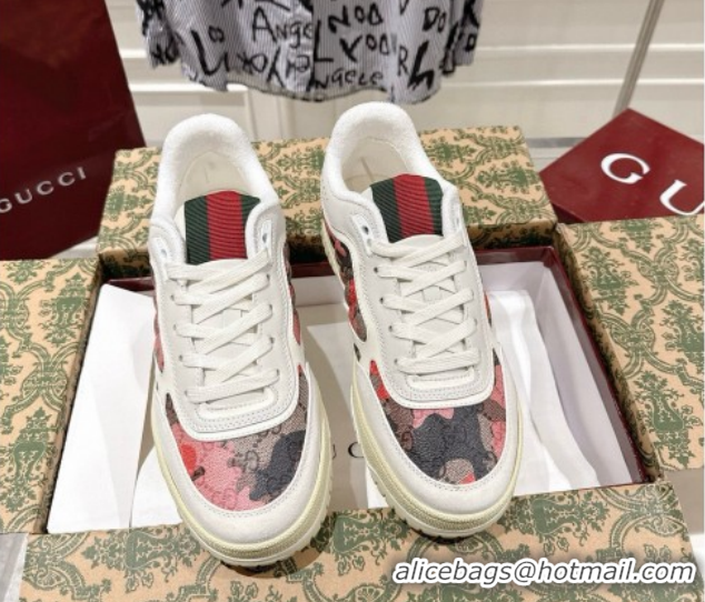 Best Grade Gucci Re-Web Sneakers 4cm in Pink Camouflage Fabric 785452 2026