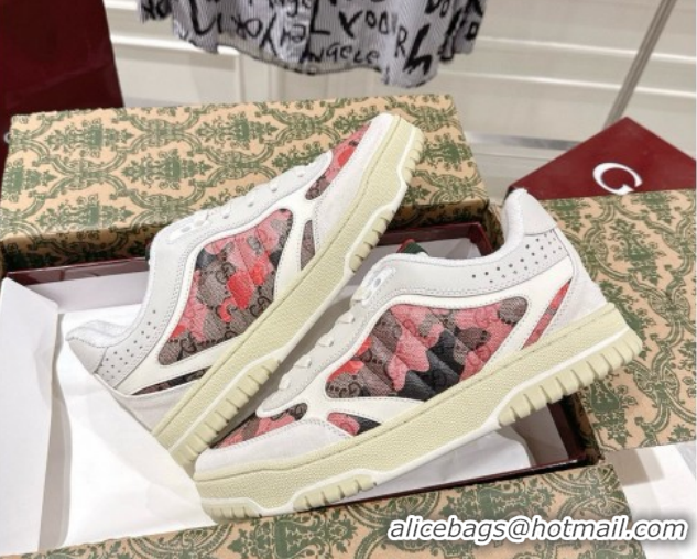 Best Grade Gucci Re-Web Sneakers 4cm in Pink Camouflage Fabric 785452 2026