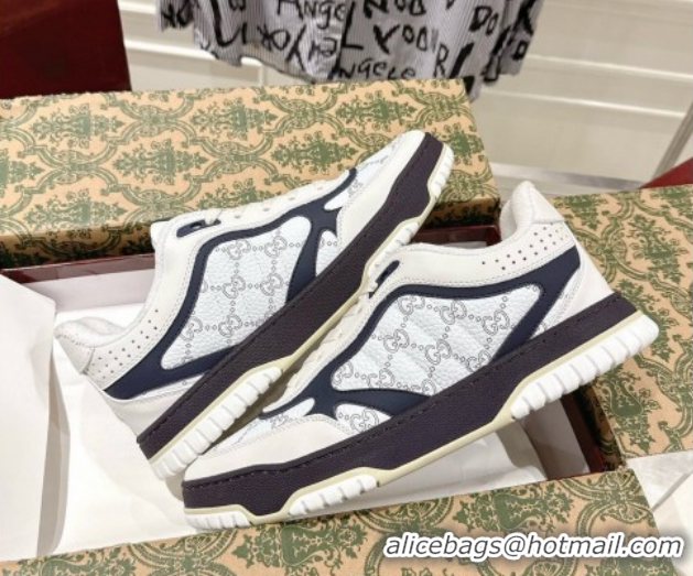 Grade Quality Gucci Re-Web Sneakers 4cm in GG Leather 785452 White/Dark Blue 2026