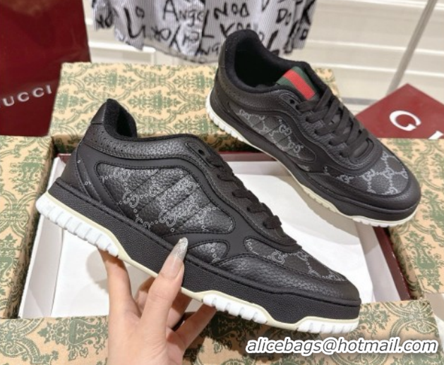 Purchase Gucci Re-Web Sneakers 4cm in Grained GG Leather 785452 Balck 2026