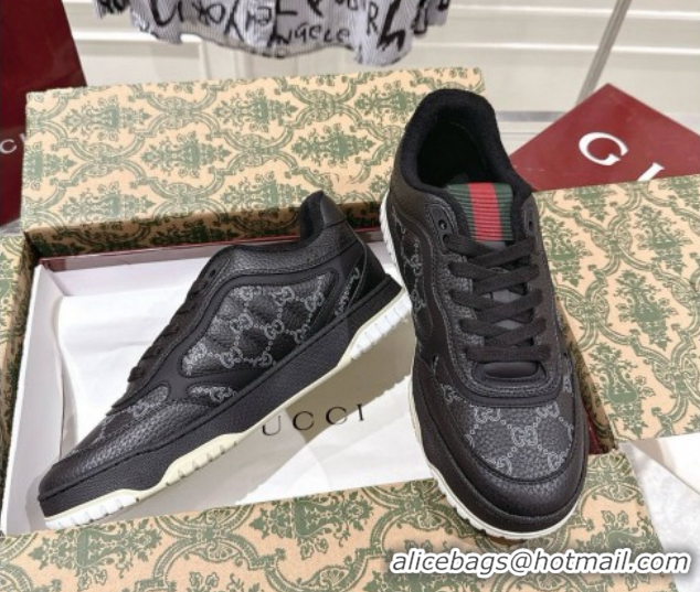 Purchase Gucci Re-Web Sneakers 4cm in Grained GG Leather 785452 Balck 2026