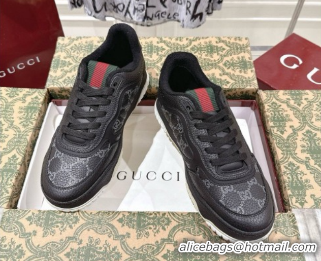 Purchase Gucci Re-Web Sneakers 4cm in Grained GG Leather 785452 Balck 2026