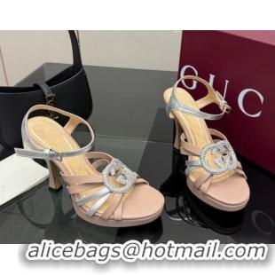 Low Price Gucci Calf Leather Platform Sandals with Strass Interlocking G 852355 Light Pink/Silver 2026