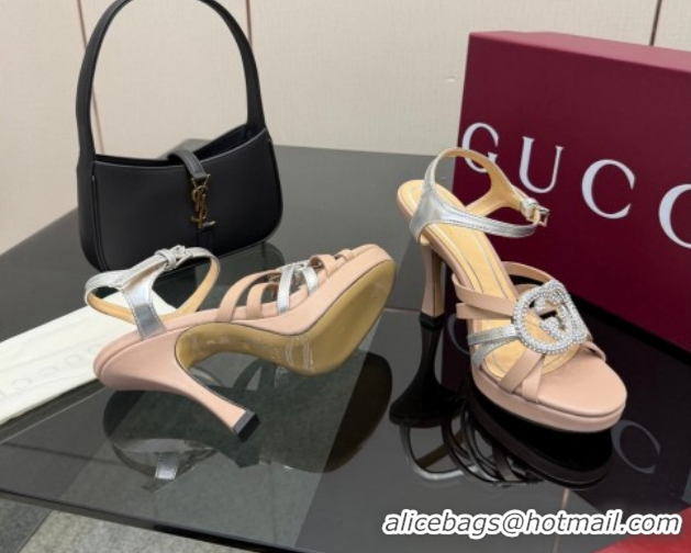 Low Price Gucci Calf Leather Platform Sandals with Strass Interlocking G 852355 Light Pink/Silver 2026