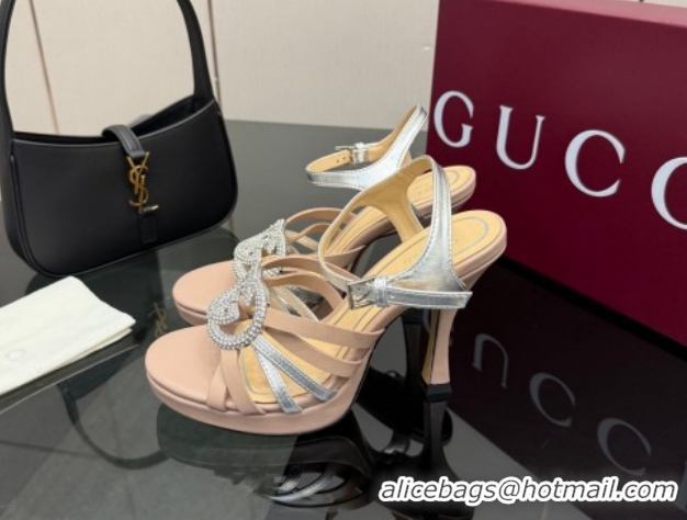 Low Price Gucci Calf Leather Platform Sandals with Strass Interlocking G 852355 Light Pink/Silver 2026