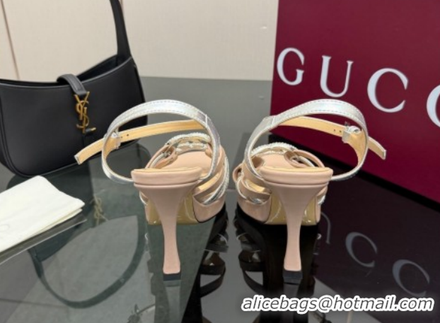 Low Price Gucci Calf Leather Platform Sandals with Strass Interlocking G 852355 Light Pink/Silver 2026