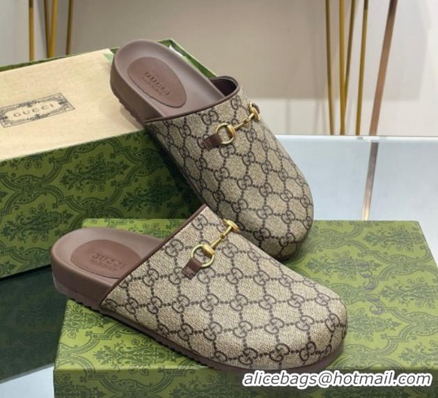 Luxurious Gucci GG Supreme Canvas Horsebit Flat Mules 749815 2026