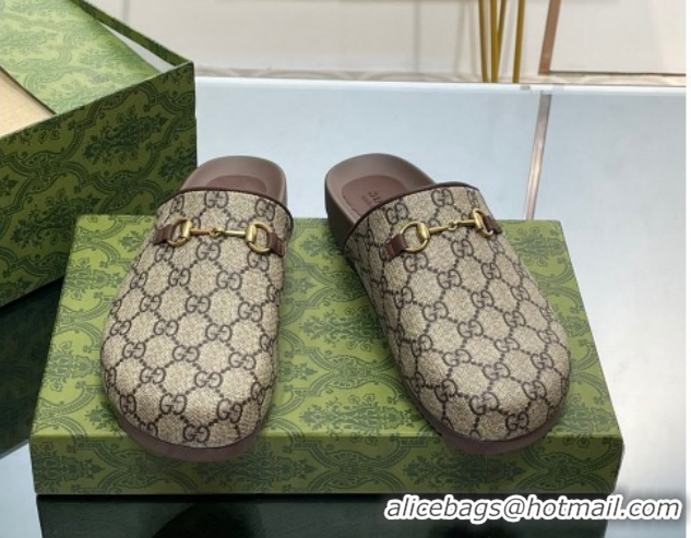 Luxurious Gucci GG Supreme Canvas Horsebit Flat Mules 749815 2026