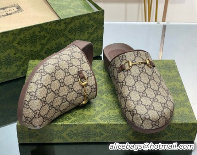 Luxurious Gucci GG Supreme Canvas Horsebit Flat Mules 749815 2026