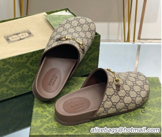 Luxurious Gucci GG Supreme Canvas Horsebit Flat Mules 749815 2026