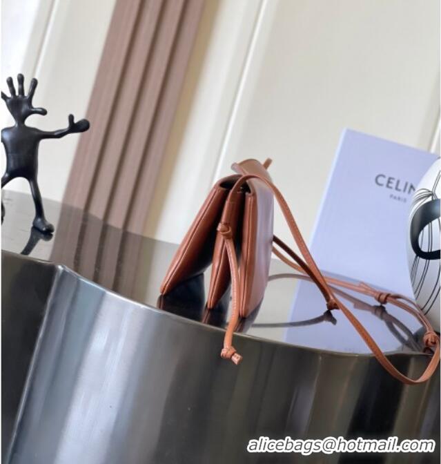 Inexpensive Celine Trio Flap Bag in Smooth Lambskin Leather 10P862 Tan Brown 2026