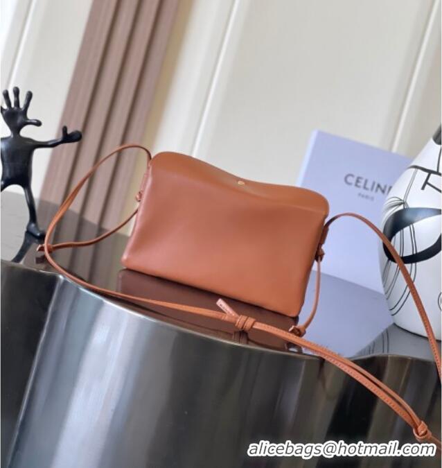 Inexpensive Celine Trio Flap Bag in Smooth Lambskin Leather 10P862 Tan Brown 2026