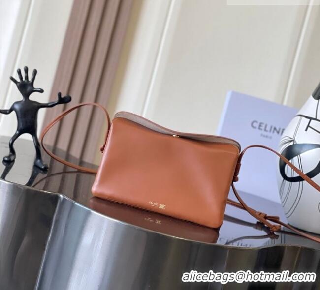 Inexpensive Celine Trio Flap Bag in Smooth Lambskin Leather 10P862 Tan Brown 2026