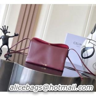 Pretty Style Celine Trio Flap Bag in Smooth Lambskin Leather 10P862 Burgundy 2026