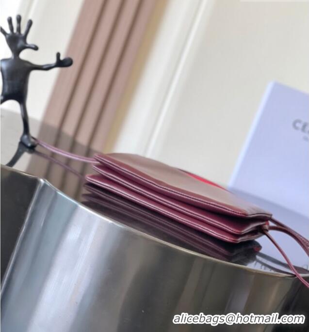 Pretty Style Celine Trio Flap Bag in Smooth Lambskin Leather 10P862 Burgundy 2026