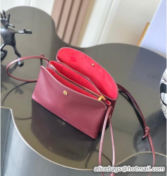 Pretty Style Celine Trio Flap Bag in Smooth Lambskin Leather 10P862 Burgundy 2026